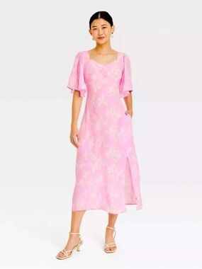 Womens Crepe Flutter Short Sleeve Midi Dress - A New Day